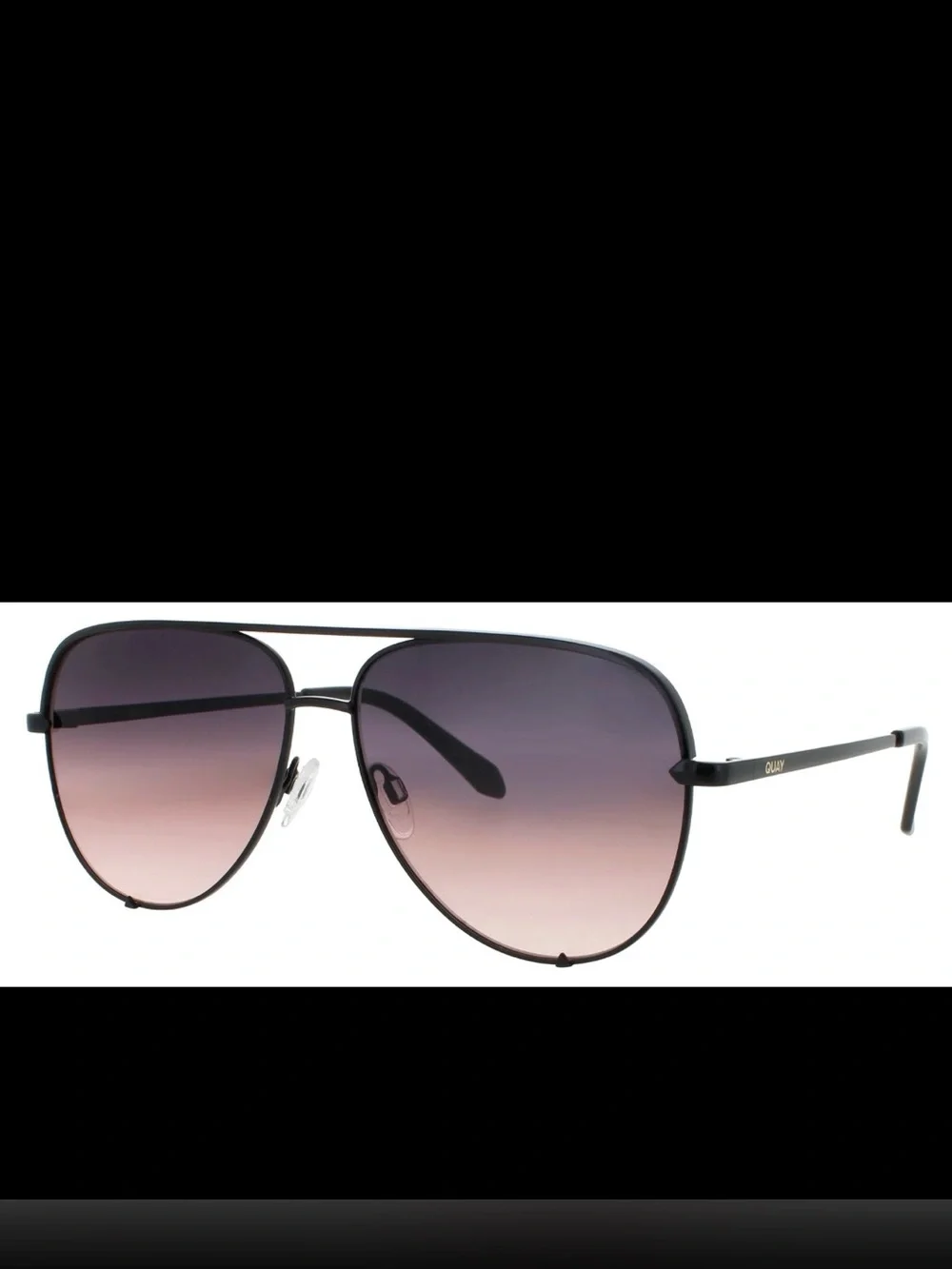 Quay High Key Aviator Sunglasses XL Unisex  Black Frame Fade Lense NEW 64-14-145